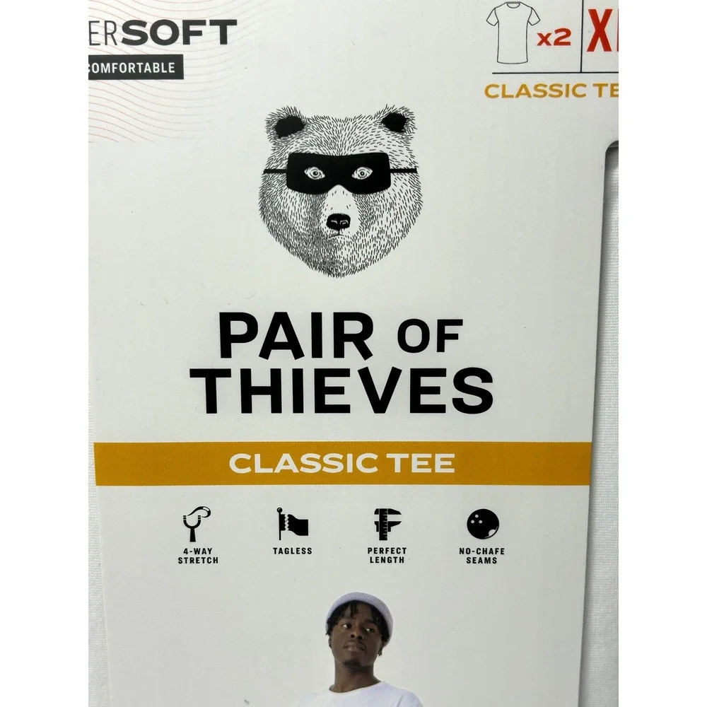 Pair of‎ Thieves Supersoft Classic Tee 2 Pack White XL Men's T-Shirt